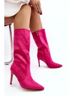 Dámské kozačky na vysokém podpatku do půli lýtek Fuchsia Odetteia Dámské kozačky na vysokém podpatku do půli lýtek Fuchsia Odetteia