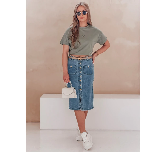 GUZIKOVA modrá midi džínová sukně FashionStreet CY0509 GUZIKOVA modrá midi džínová sukně FashionStreet CY0509