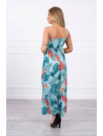 Šaty s motivem listů v mátové barvě Šaty s motivem listů v mátové barvě