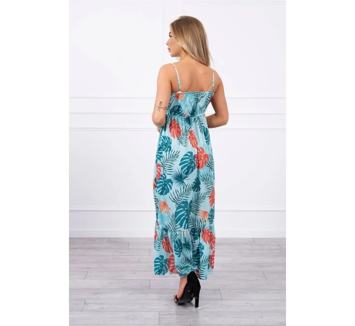 Šaty s motivem listů v mátové barvě Šaty s motivem listů v mátové barvě