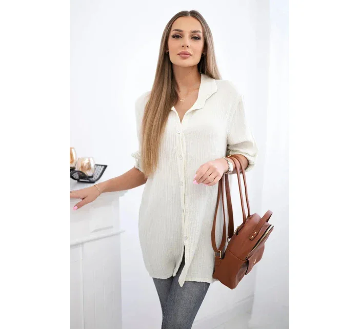 Bavlněná mušelínová košile světle béžová