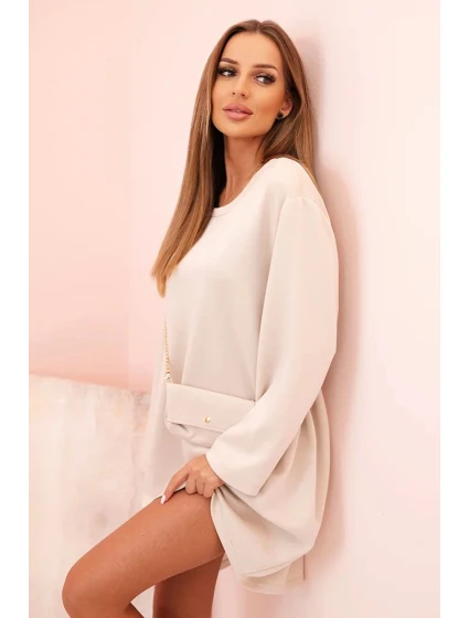 Dámská viskózová sukýnka Plus Size s model 21232409 na řetízku béžová - K-Fashion
