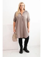 Dámská košilová šaty Plus Size s delší zadní částí a model 21486178 rukávy fango - K-Fashion