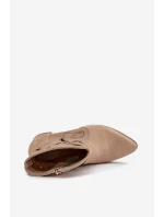 Semišové dámské kotníkové boty na béžové model 21713238 - Zazoo Semišové dámské kotníkové boty na béžové model 21713238 - Zazoo