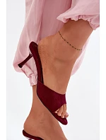 Sandály z imitace semiše na podpatku bordové model 22103082 - Boto Sandály z imitace semiše na podpatku bordové model 22103082 - Boto