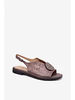 Dámské sandály na nízkém podpatku s ozdobou model 22133683 grafitové - S.Barski