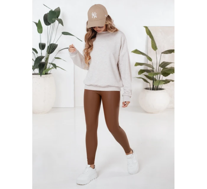 Dámské voskované hnědé legíny FashionStreet UY2725