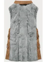 Elegantní vesta v barvě z eko kůže a kožešiny model 15831743 - S'WEST