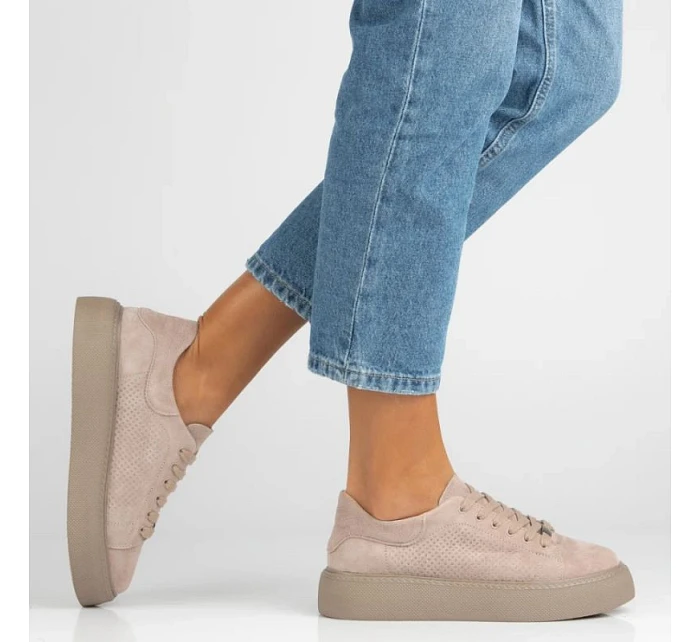 Dámské kožené polobotky béžové model 22061153 - FILIPPO