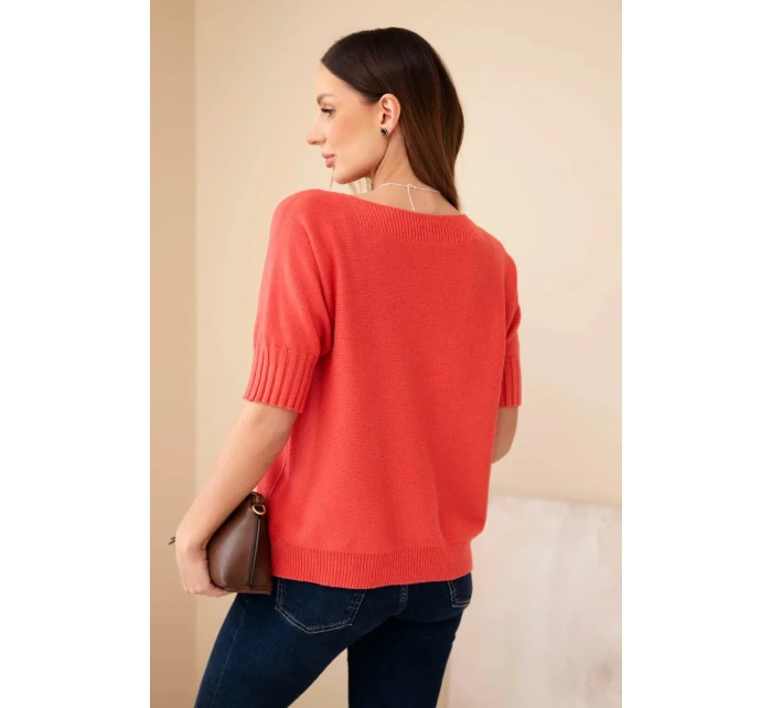 Svetr dámský z viskózy s krátkým rukávem malinový