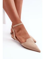 Šněrovací baleríny z ekokože s  béžové model 21666756 - Boto