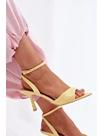 Dámské sandály na podpatku z eko kůže žluté model 22092099 - Boto