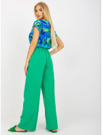 Zelené široké kalhoty s kapsami