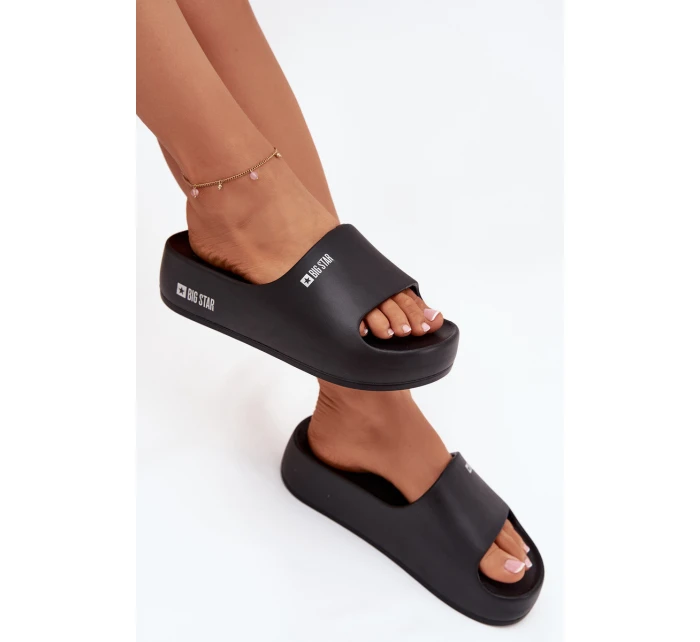 Dámské pantofle na masivní platformě Big Star – černé
