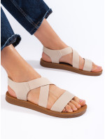 Výborné hnědé  sandály dámské na plochém podpatku