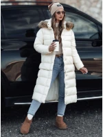 Dámská prošívaná zimní bunda s kapucí ecru model 21972173 - Dstreet