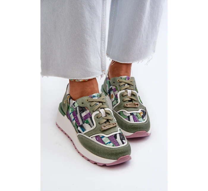 Dámské kožené tenisky na platformě Maciejka 06390-09 seledýnové