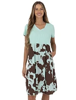 Dámské šaty DHJ SK 253701.80 Mintová s hnědou - FPrice