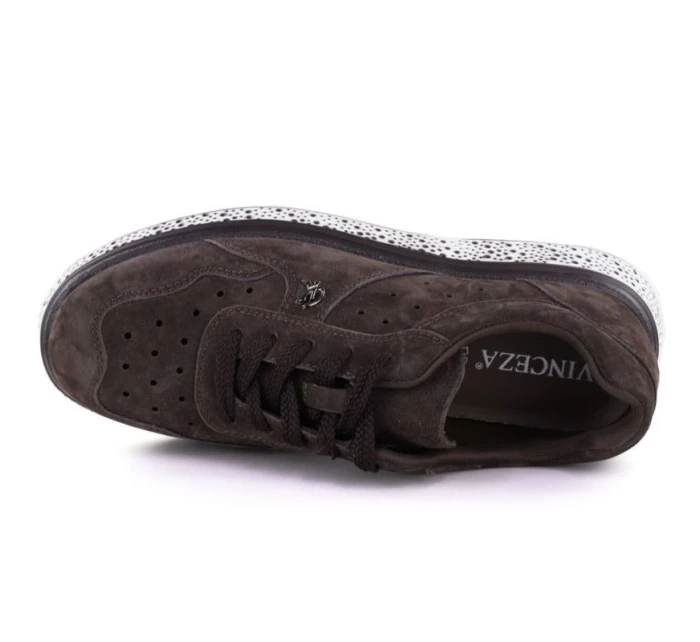 Dámské semišové hnědé kožené polobotky Vinceza 66903