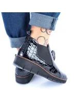 Kožené boty z hadí kůže Rieker W R474 černé Kožené boty z hadí kůže Rieker W R474 černé