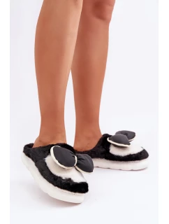 Kožešinové Pantofle S Mašlí Černé model 21681723 - Boto