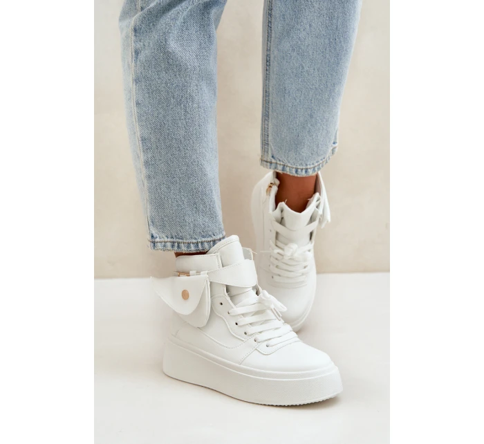 Vysoké tenisky s kapsičkou na platformě bílé Saramis