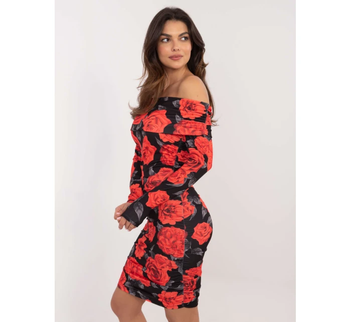 Sukienka DHJ SK model 21786386 czarno czerwony - FPrice Sukienka DHJ SK model 21786386 czarno czerwony - FPrice