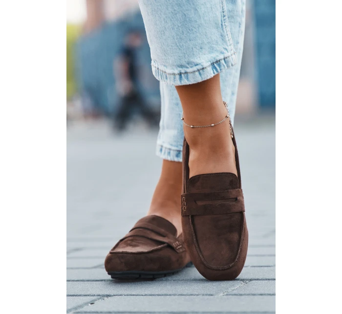 Dámské loafersy mokasíny s plochou podrážkou Roseline – tmavě hnědé Dámské loafersy mokasíny s plochou podrážkou Roseline – tmavě hnědé