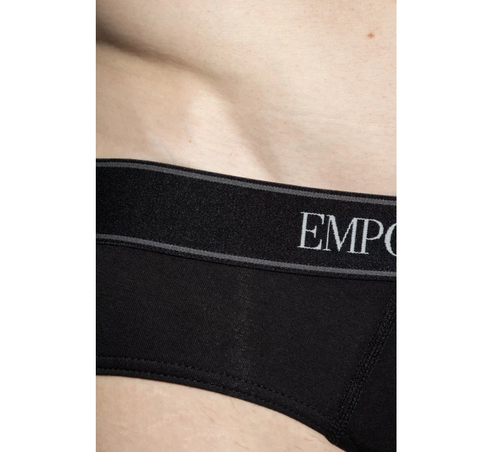 Pánské slipy 2PACK 111733 3F542 16844 černošedé s proužkem - Emporio Armani