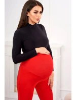 Dámské bavlněné těhotenské kalhoty 19975 červené - Kesi Dámské bavlněné těhotenské kalhoty 19975 červené - Kesi