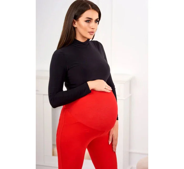 Dámské bavlněné těhotenské kalhoty 19975 červené - Kesi Dámské bavlněné těhotenské kalhoty 19975 červené - Kesi