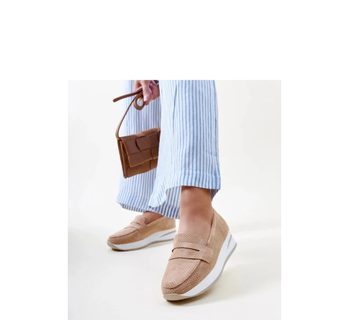 Dámské polobotky 28906 Béžová s bílou - Flyfor