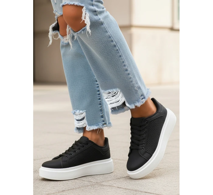 Dámské černé tenisky FashionStreet ZY1371 Dámské černé tenisky FashionStreet ZY1371
