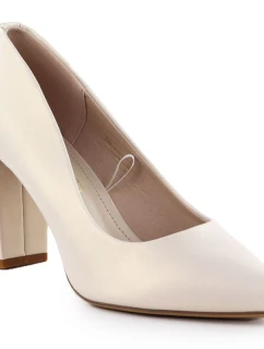 Béžové lodičky Sergio Leone PB216 s perleťovým jehlovým podpatkem