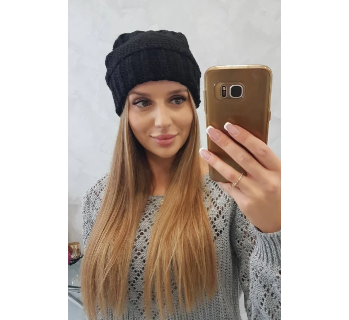 Dámská čepice černá model 18751759 - K-Fashion Dámská čepice černá model 18751759 - K-Fashion