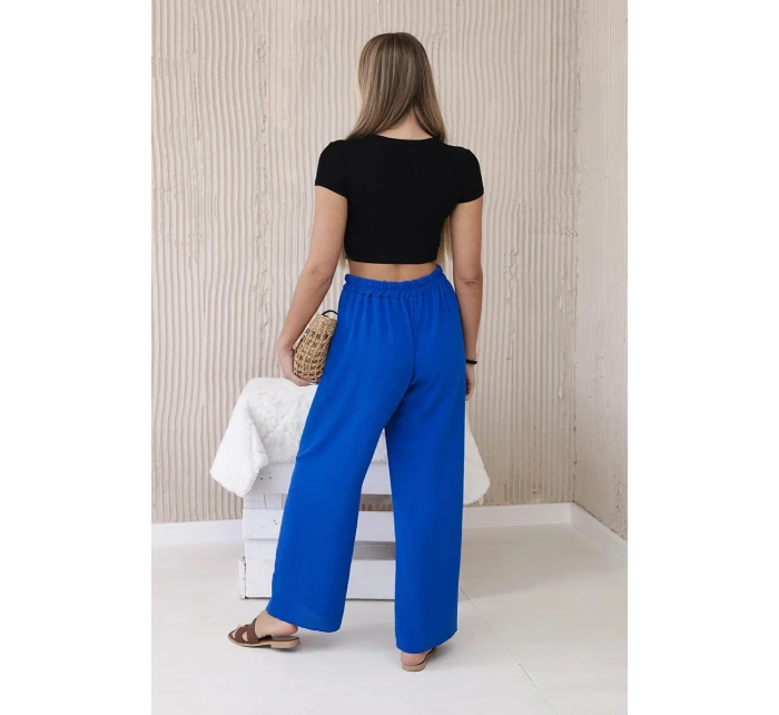 Kalhoty se širokými nohavicemi chrpově modrá Kalhoty se širokými nohavicemi chrpově modrá