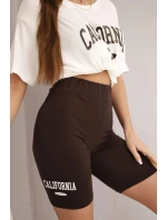 Dámská bavlněná souprava s tričkem a legínami s lampasem béžová