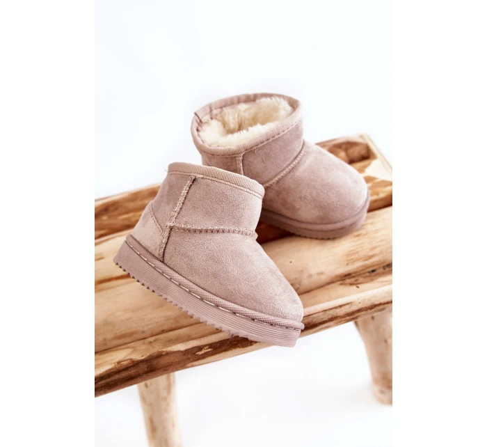 Dětské Teplé Sněhule Semišové Světle béžové model 21597585 - Boto Dětské Teplé Sněhule Semišové Světle béžové model 21597585 - Boto