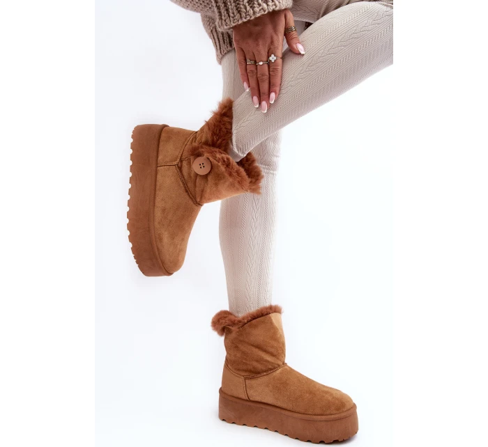 Dámské sněžné boty s platformou s kožešinou Camel Wikasem Dámské sněžné boty s platformou s kožešinou Camel Wikasem