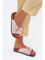 Dámské sandály na korkové podrážce s mašlí světle růžové model 21701490 - Boto