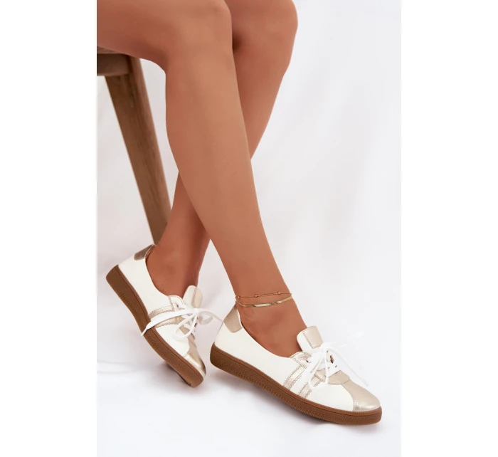 Kožené dámské polobotky typu barefoot Zazoo N1341 bílozlaté