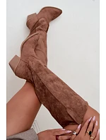 Hnědé kožené kozačky typu kowbojky s přezkami Sylvie Hnědé kožené kozačky typu kowbojky s přezkami Sylvie