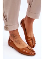 Pohodlné kožené dámské baleríny Hněde Luka