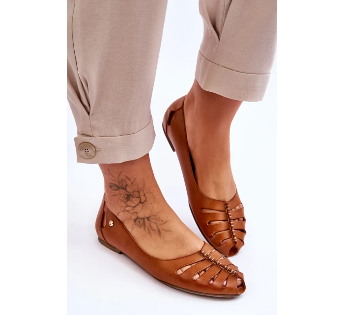 Pohodlné kožené dámské baleríny Hněde Luka