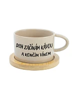 DEN ZAČÍNÁM KÁVOU A KONČÍM VÍNEM - krémový hrníček makronka 200 ml