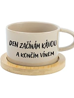 DEN ZAČÍNÁM KÁVOU A KONČÍM VÍNEM - krémový hrníček makronka 200 ml