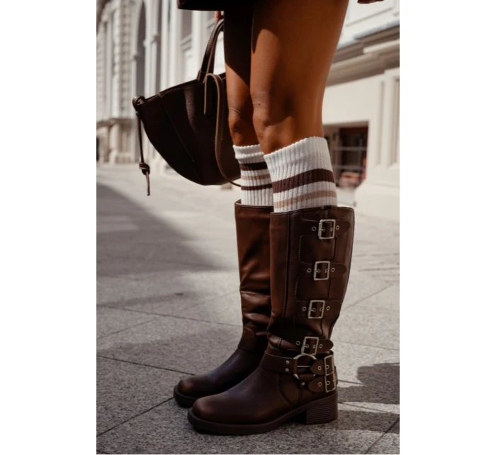 Pruhované dámské podkolenky s proužky model 21395516 - Milena