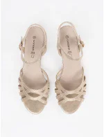 Designové dámské  sandály zlaté bez podpatku