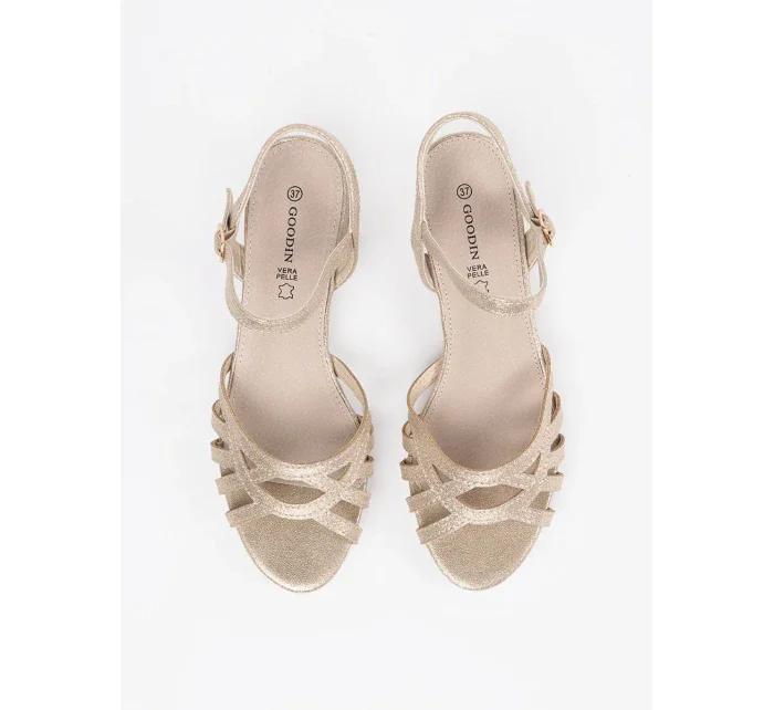 Designové dámské  sandály zlaté bez podpatku