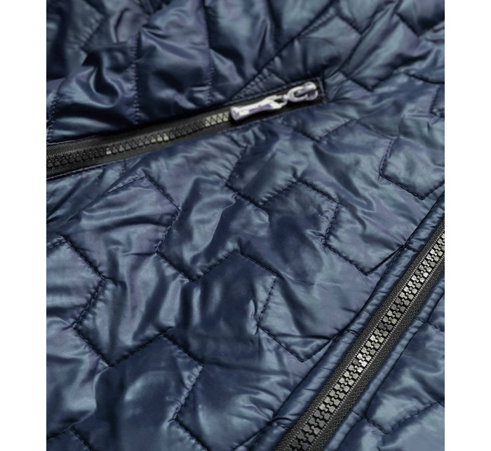 Tmavě modrá dámská bunda s prošíváním (BR0121)